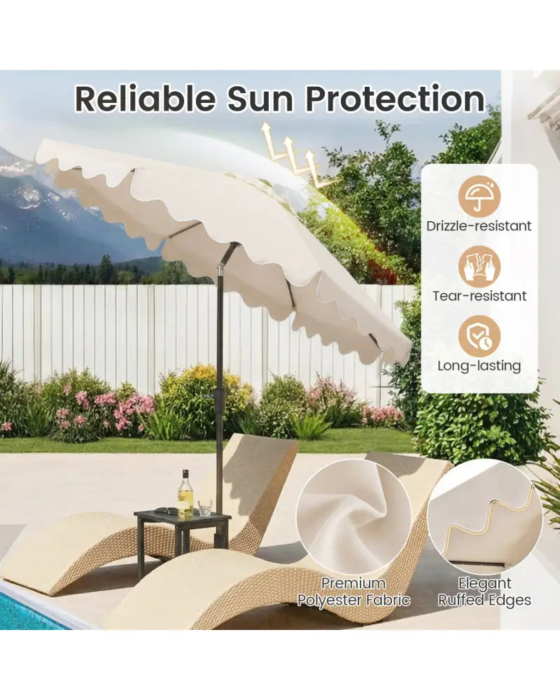 9 FT Outdoor Patio Umbrella with Solar LED Lights and Weighted Base-Beige - Beige - Outdoor Umbrellas