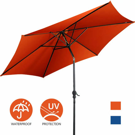9 ft Patio Outdoor Umbrella with Crank-Orange - Orange - Outdoor Umbrellas