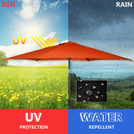 9 ft Patio Outdoor Umbrella with Crank-Orange - Orange - Outdoor Umbrellas