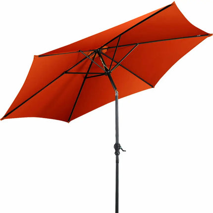 9 ft Patio Outdoor Umbrella with Crank-Orange - Orange - Outdoor Umbrellas