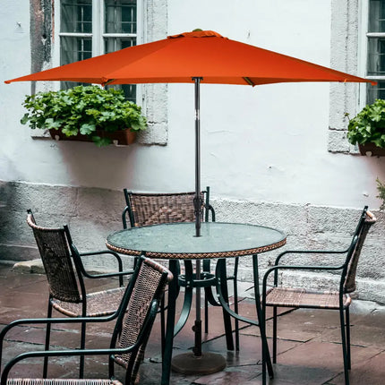 9 ft Patio Outdoor Umbrella with Crank-Orange - Orange - Outdoor Umbrellas