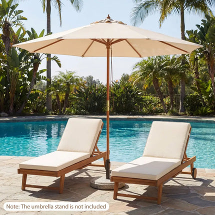 9 FT Patio Umbrella Outdoor Table Market Umbrella with 8 Sturdy Bamboo Ribs-Beige - Beige - Outdoor Umbrellas