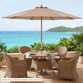 9 FT Patio Umbrella Outdoor Table Market Umbrella with 8 Sturdy Bamboo Ribs-Brown - Brown - Outdoor Umbrellas