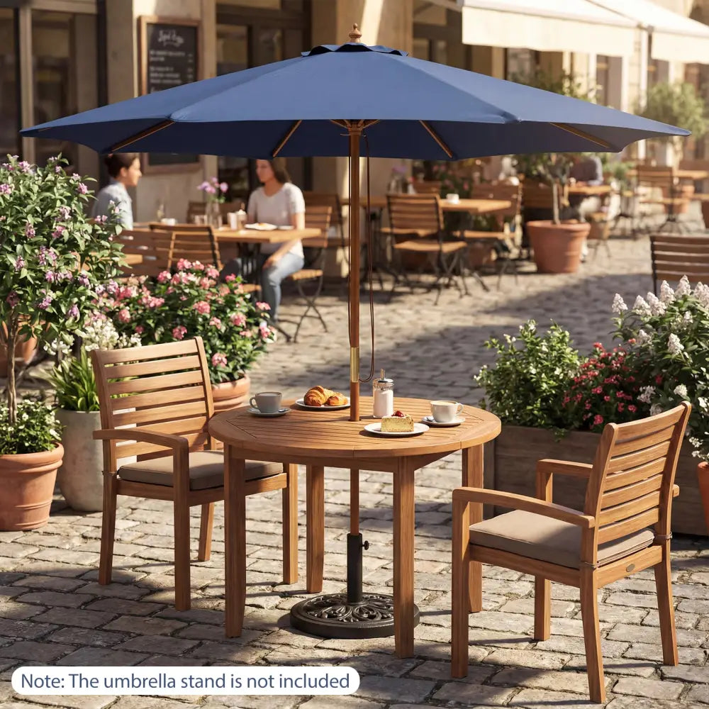 9 FT Patio Umbrella Outdoor Table Market Umbrella with 8 Sturdy Bamboo Ribs-Navy - Navy - Outdoor Umbrellas