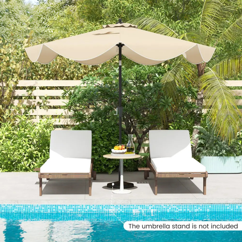 9 FT Patio Umbrella with Crank Handle and Push Button Tilt-Beige - Beige - Outdoor Umbrellas