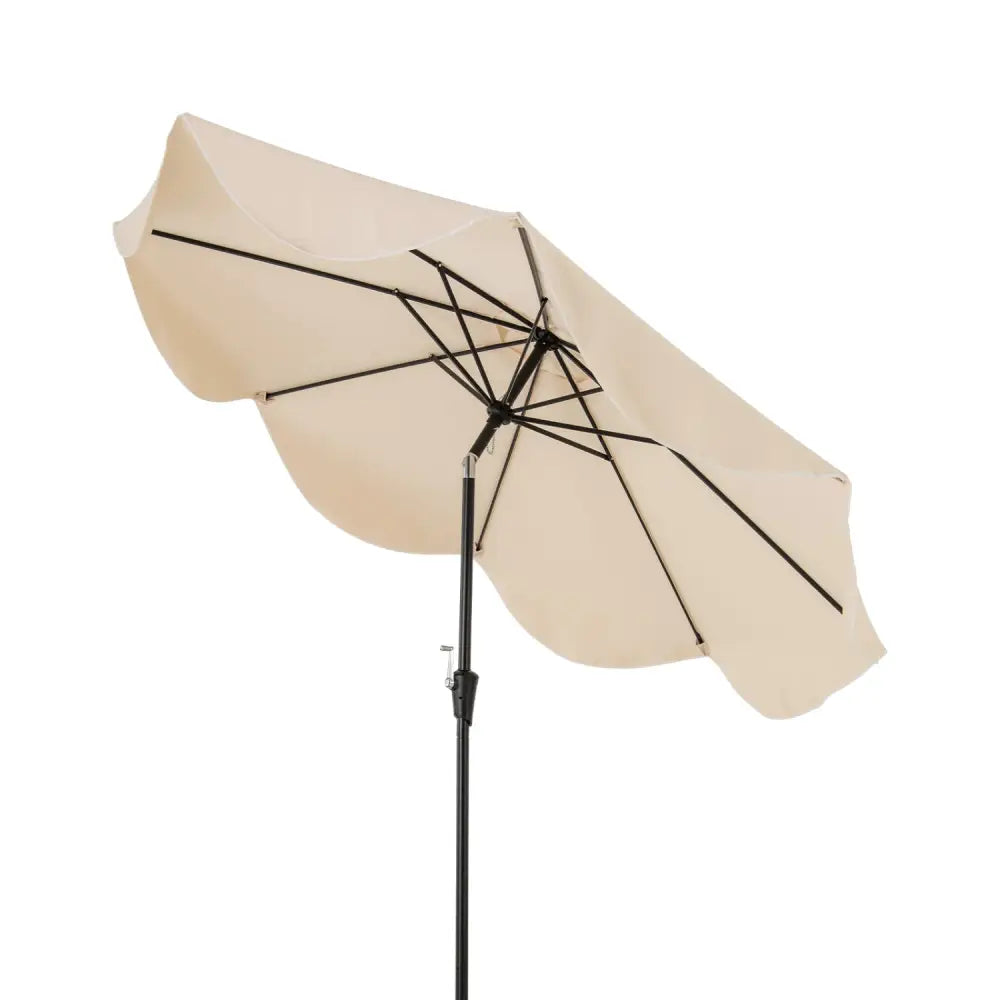 9 FT Patio Umbrella with Crank Handle and Push Button Tilt-Beige - Beige - Outdoor Umbrellas