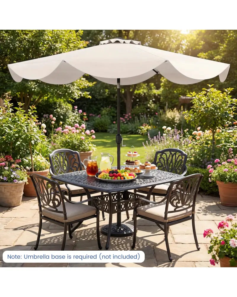 9 FT Patio Umbrella with Crank Handle and Push Button Tilt-Beige - Beige - Outdoor Umbrellas