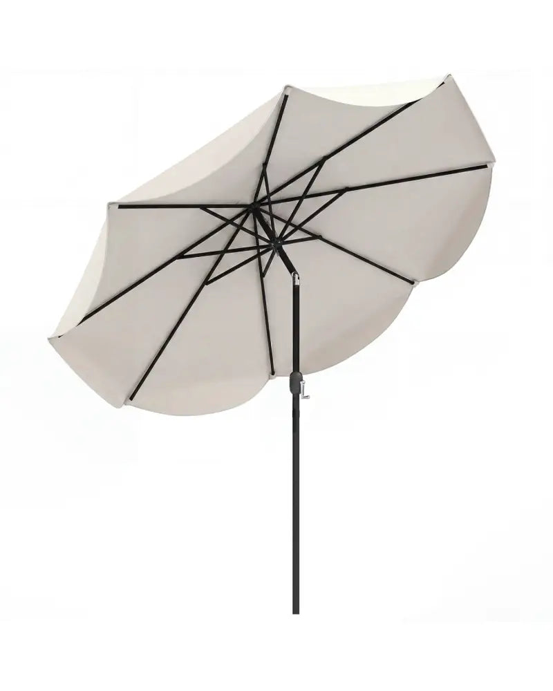 9 FT Patio Umbrella with Crank Handle and Push Button Tilt-Beige - Beige - Outdoor Umbrellas