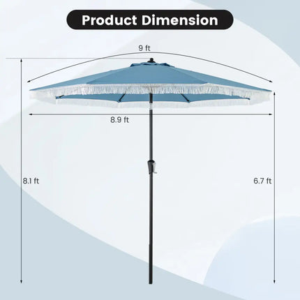 9 FT Patio Umbrella with Sun-Protective Canopy for Patio Garden Pool-Navy - Navy - Outdoor Umbrellas
