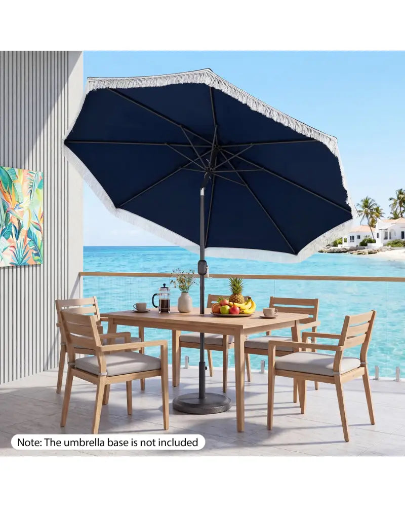 9 FT Patio Umbrella with Sun-Protective Canopy for Patio Garden Pool-Navy - Navy - Outdoor Umbrellas