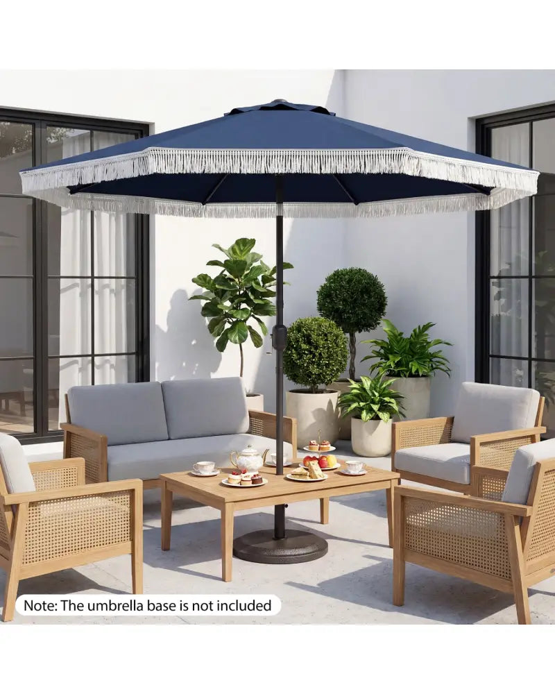 9 FT Patio Umbrella with Sun-Protective Canopy for Patio Garden Pool-Navy - Navy - Outdoor Umbrellas