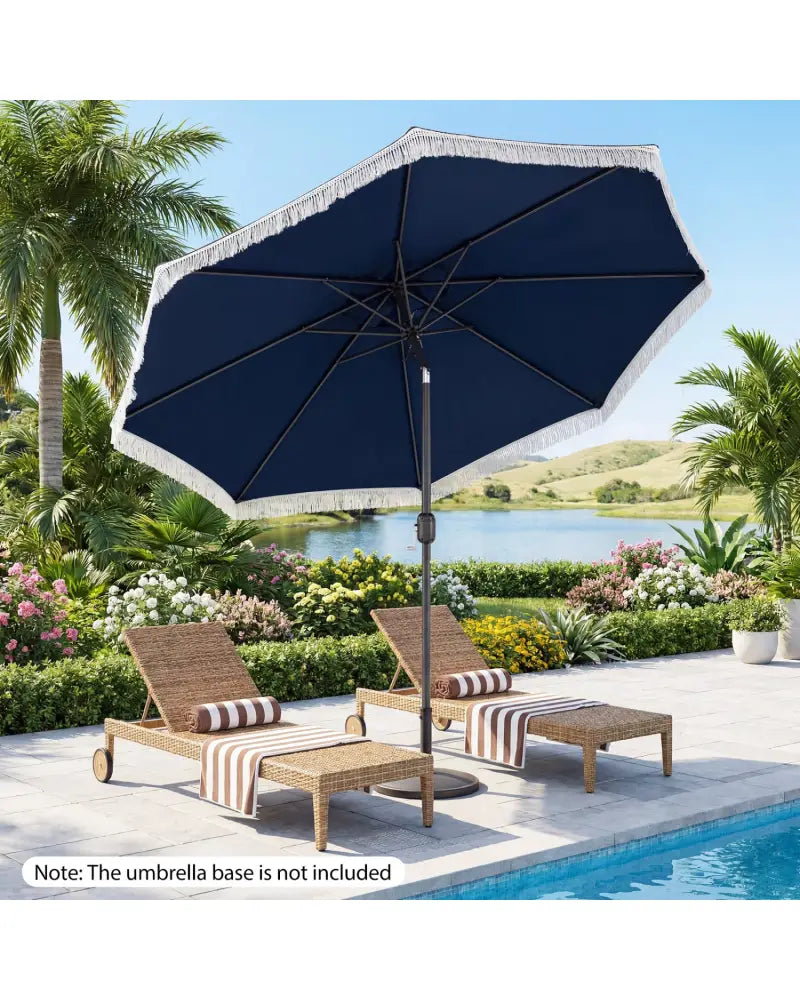 9 FT Patio Umbrella with Sun-Protective Canopy for Patio Garden Pool-Navy - Navy - Outdoor Umbrellas