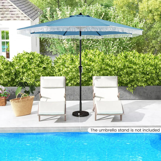 9 FT Patio Umbrella with Sun-Protective Canopy for Patio Garden Pool-Navy - Navy - Outdoor Umbrellas
