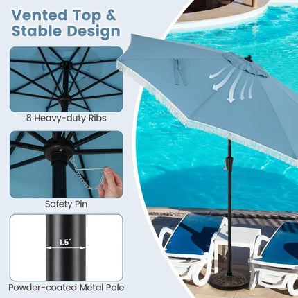 9 FT Patio Umbrella with Sun-Protective Canopy for Patio Garden Pool-Navy - Navy - Outdoor Umbrellas