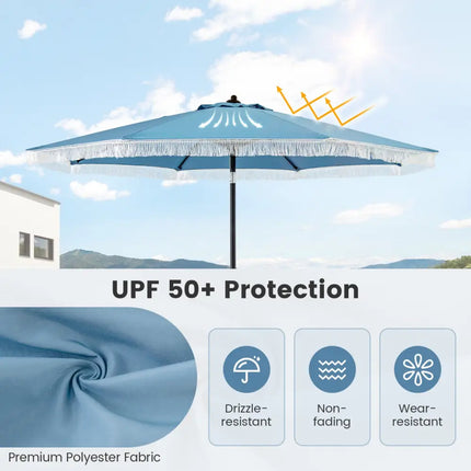 9 FT Patio Umbrella with Sun-Protective Canopy for Patio Garden Pool-Navy - Navy - Outdoor Umbrellas