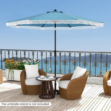 9 FT Patio Umbrella with Sun-Protective Canopy for Patio Garden Pool-Navy - Navy - Outdoor Umbrellas