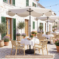 9 FT Scalloped Solar Patio Umbrella Market Table Umbrella with 24 LED Lights-Beige - Beige - Outdoor Umbrellas