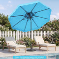 9 FT Solar LED Patio Umbrella Push-Button Tilt and Crank 24 LED Lights and 8 Ribs-Turquoise - Turquoise - Outdoor