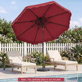 9 FT Solar LED Patio Umbrella Push-Button Tilt and Crank 24 LED Lights and 8 Ribs-Red - Red - Outdoor Umbrellas