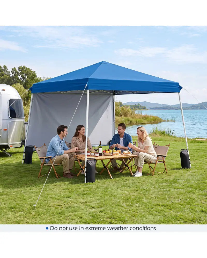 9 ft x 9 ft Pop Up Canopy Tent with 8 Ground Stakes 4 Wind Ropes and Carry Bag for Outdoor Party-Blue - Blue - Canopies