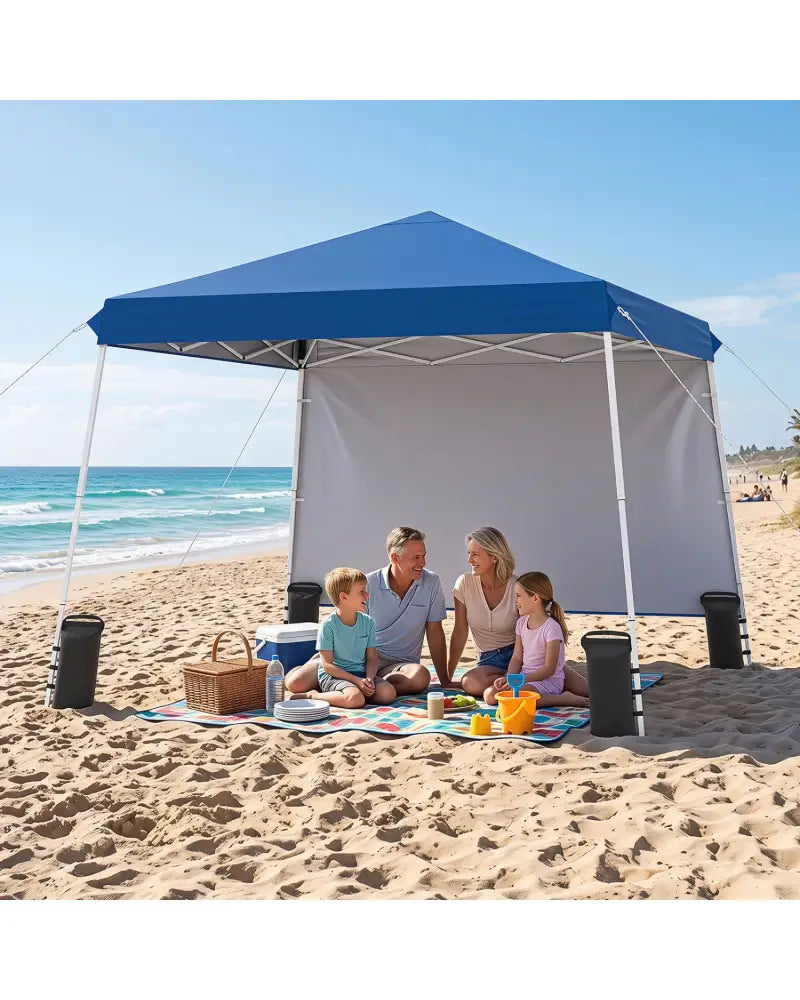 9 ft x 9 ft Pop Up Canopy Tent with 8 Ground Stakes 4 Wind Ropes and Carry Bag for Outdoor Party-Blue - Blue - Canopies