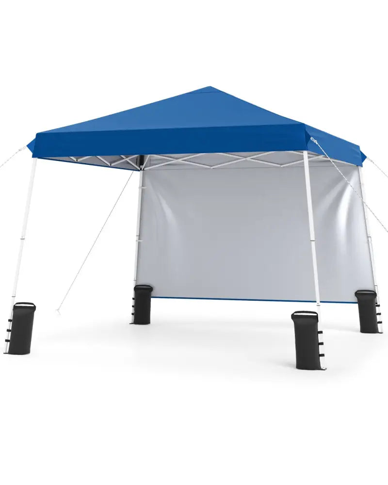 9 ft x 9 ft Pop Up Canopy Tent with 8 Ground Stakes 4 Wind Ropes and Carry Bag for Outdoor Party-Blue - Blue - Canopies
