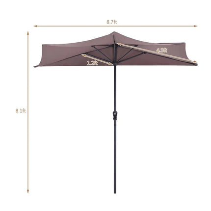 9’ Half Round Patio Umbrella Sunshade without Weight Base - Tan - Outdoor Umbrellas