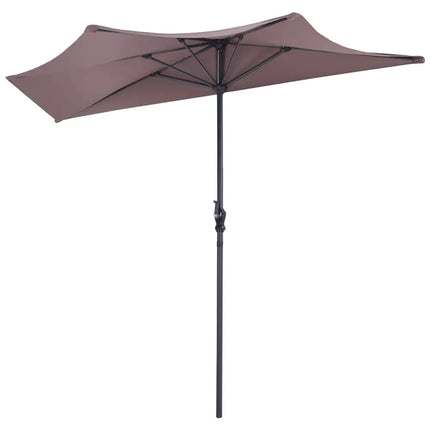 9’ Half Round Patio Umbrella Sunshade without Weight Base - Tan - Outdoor Umbrellas