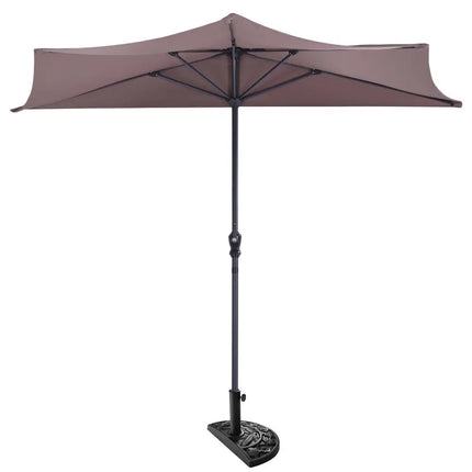 9’ Half Round Patio Umbrella Sunshade without Weight Base - Tan - Outdoor Umbrellas