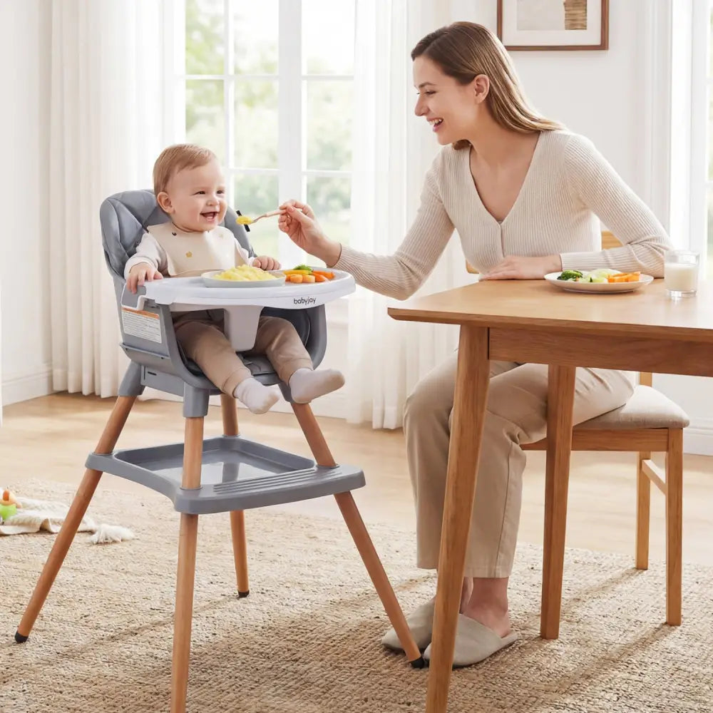9-in-1 Convertible High Chair for Babies and Toddlers with Seat Cushion-Gray - Gray - High Chairs