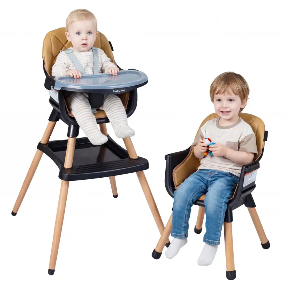 9-in-1 Convertible High Chair for Babies and Toddlers with Seat Cushion-Black - Black & Brown - High Chairs