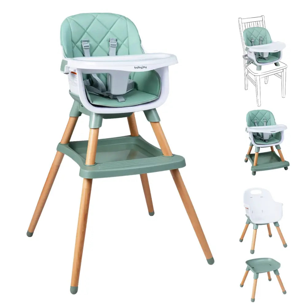 9-in-1 Convertible High Chair for Babies and Toddlers with Seat Cushion-Green - Green - High Chairs