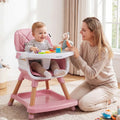 9-in-1 Convertible High Chair for Babies and Toddlers with Seat Cushion-Pink - Pink - High Chairs