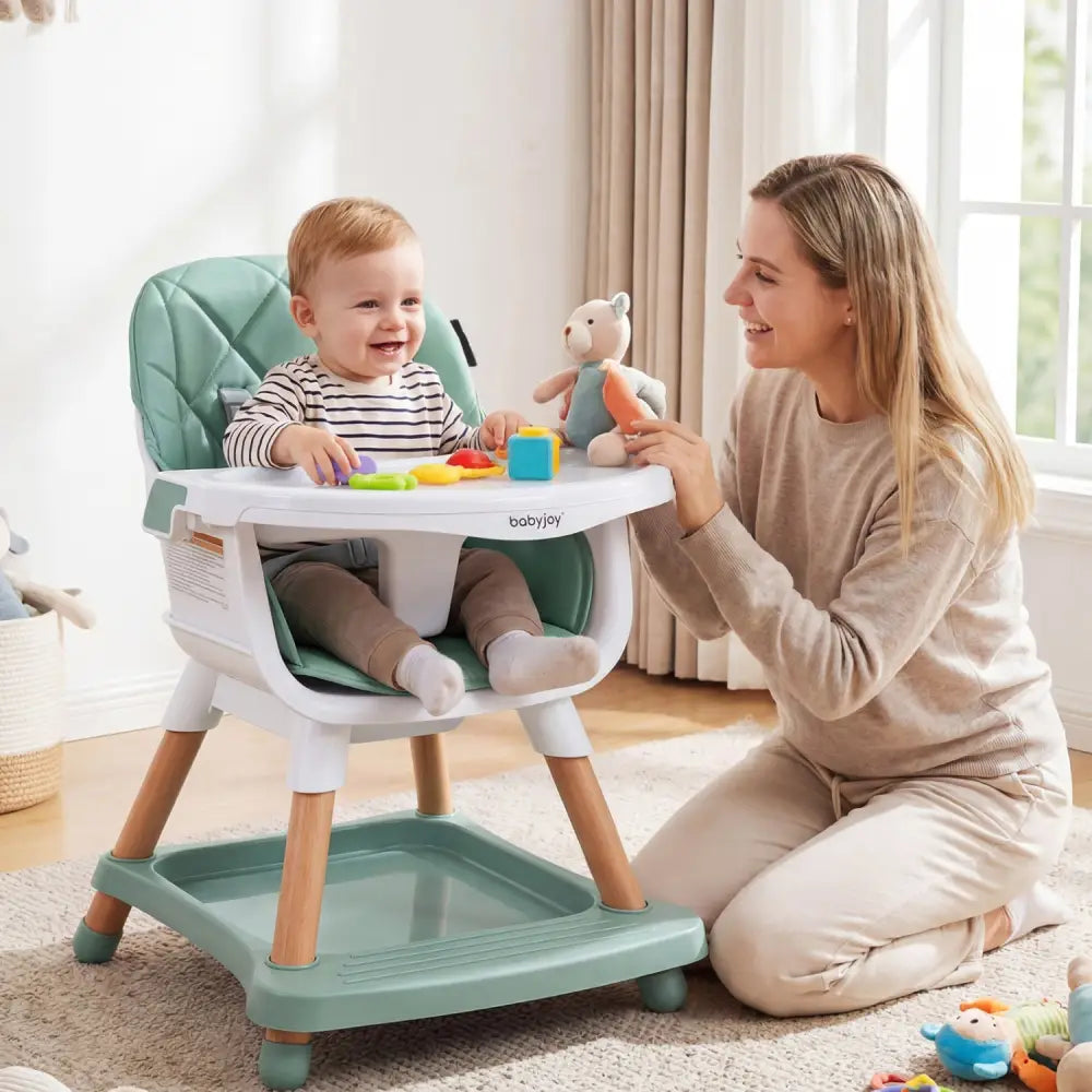 9-in-1 Convertible High Chair for Babies and Toddlers with Seat Cushion-Green - Green - High Chairs