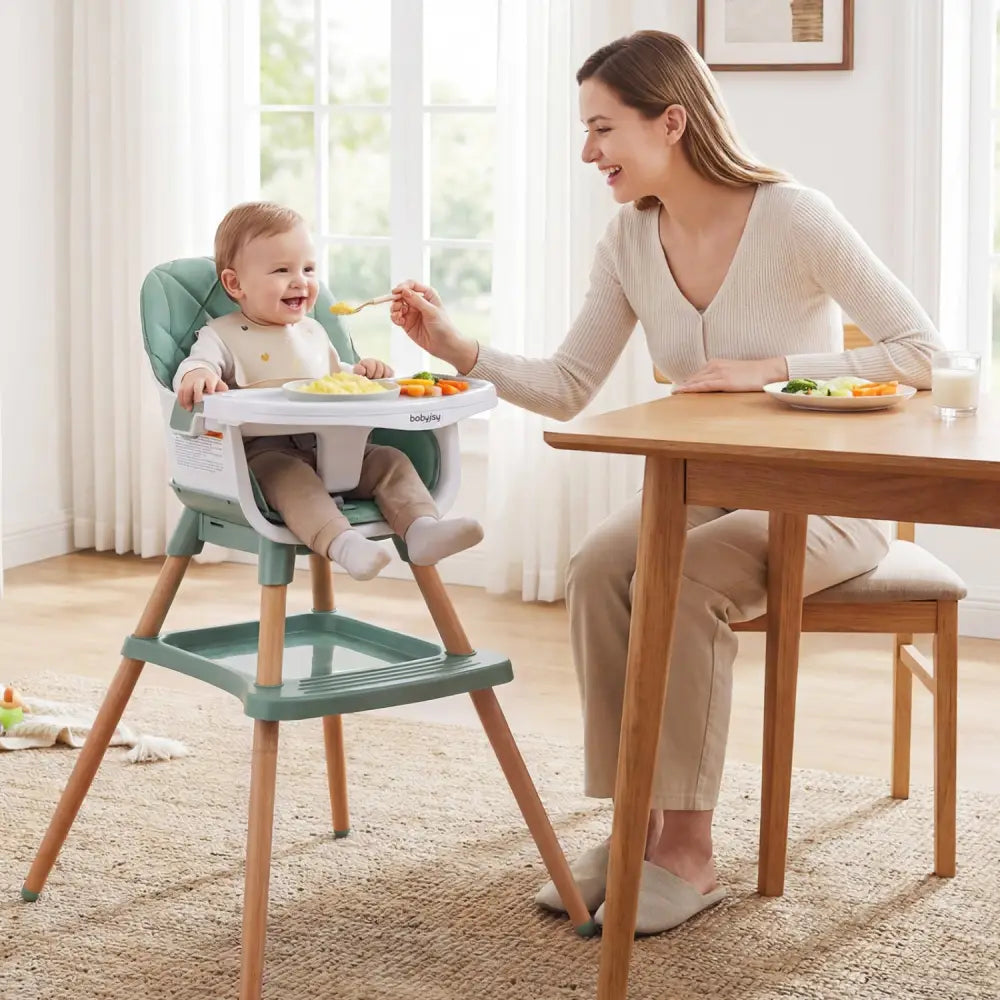 9-in-1 Convertible High Chair for Babies and Toddlers with Seat Cushion-Green - Green - High Chairs
