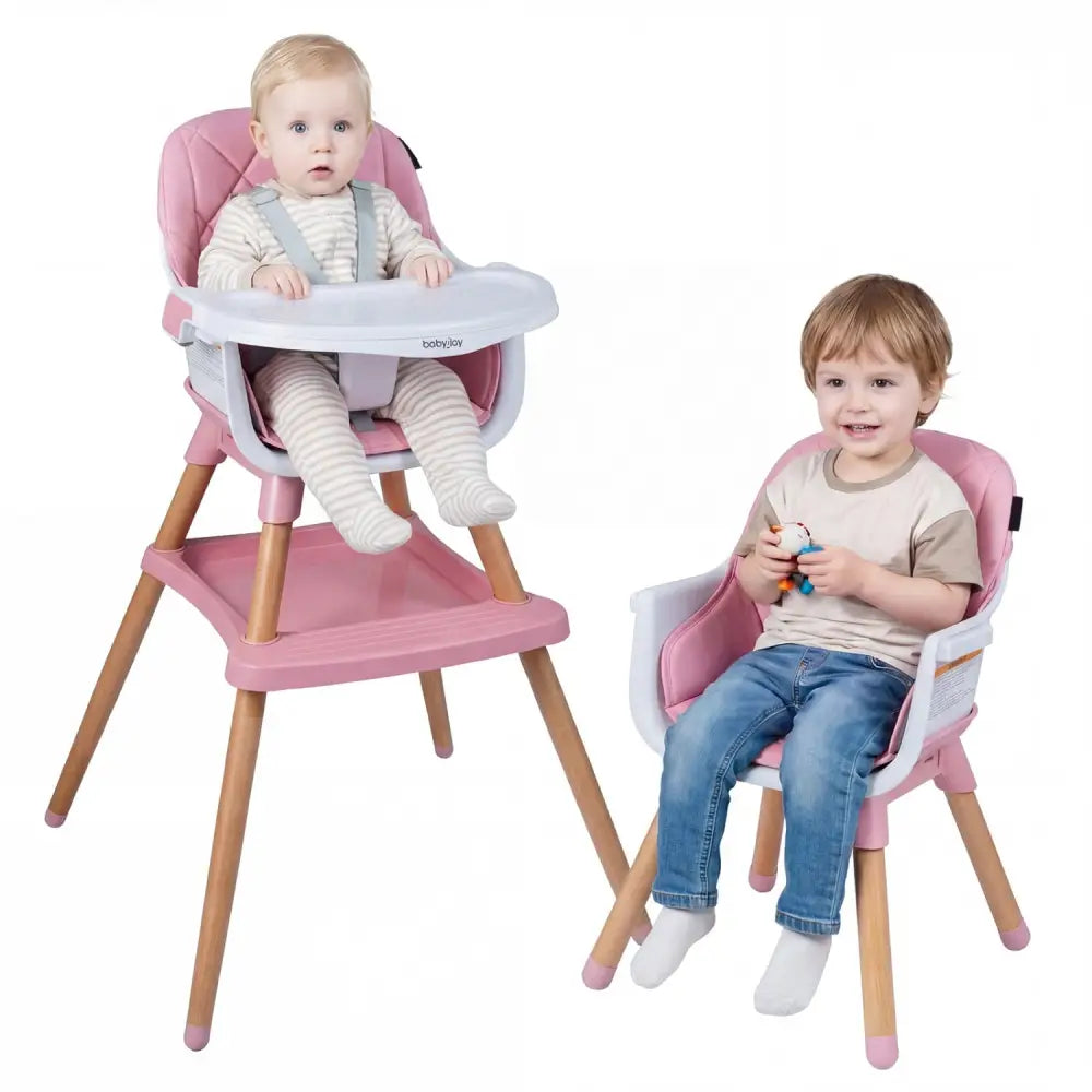 9-in-1 Convertible High Chair for Babies and Toddlers with Seat Cushion-Pink - Pink - High Chairs