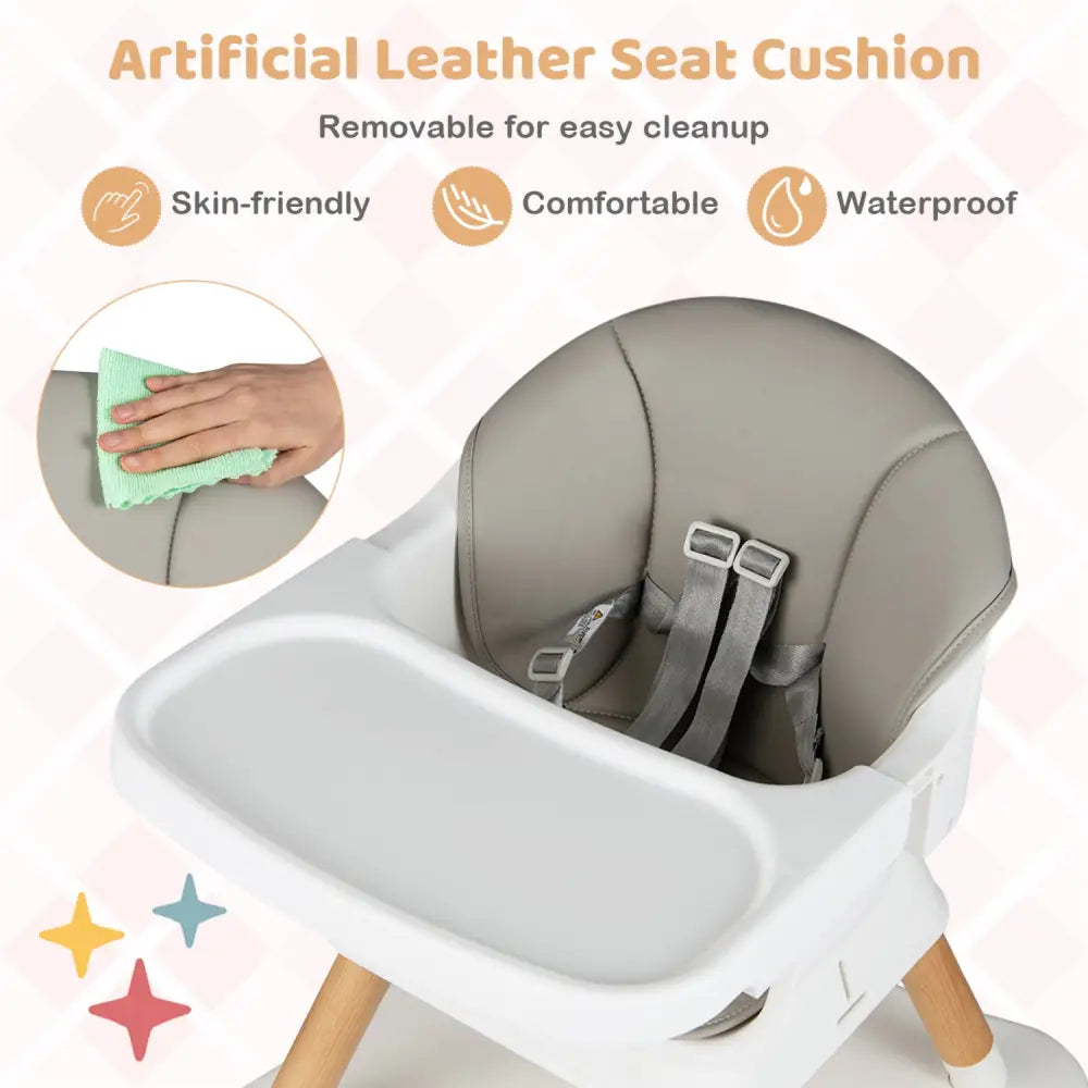 9-in-1 Convertible High Chair with Solid Wood Legs for Babies and Toddlers-White - White - High Chairs