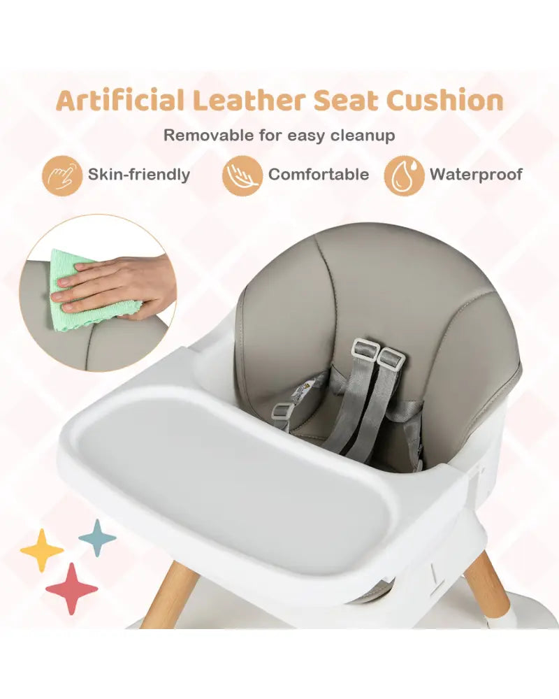 9-in-1 Convertible High Chair with Solid Wood Legs for Babies and Toddlers-White - White - High Chairs