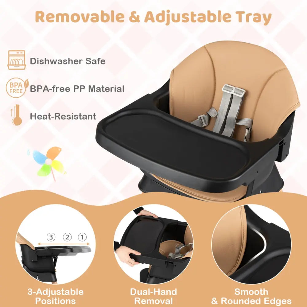 9-in-1 Convertible High Chair with Solid Wood Legs for Babies and Toddlers-Black - Black - High Chairs