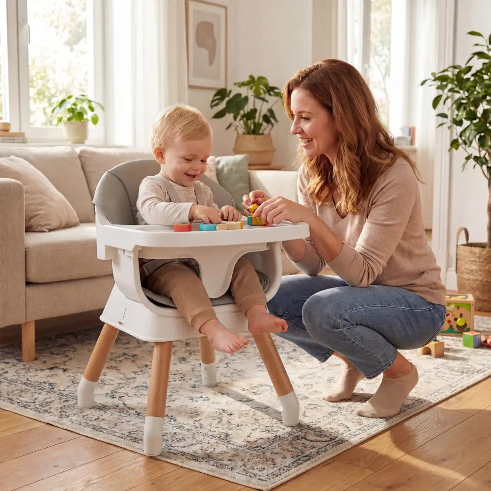 9-in-1 Convertible High Chair with Solid Wood Legs for Babies and Toddlers-White - White - High Chairs