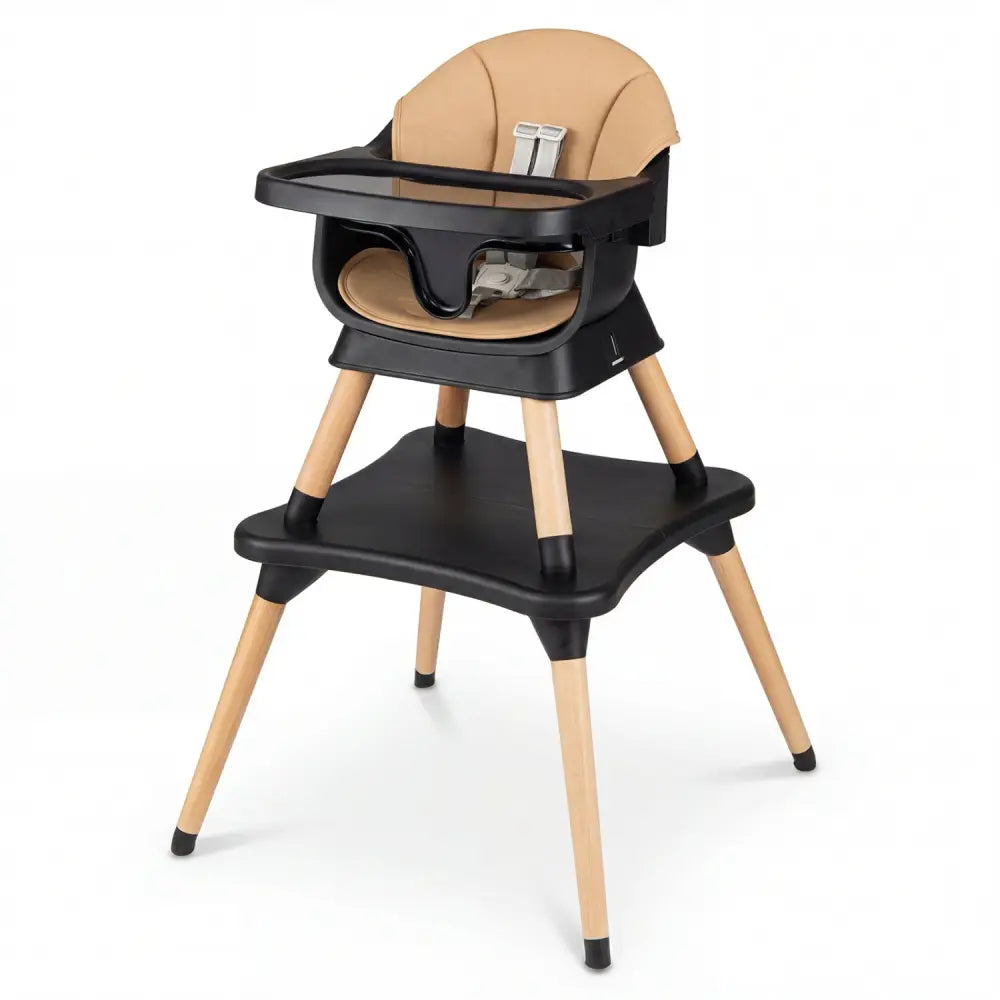 9-in-1 Convertible High Chair with Solid Wood Legs for Babies and Toddlers-Black - Black - High Chairs