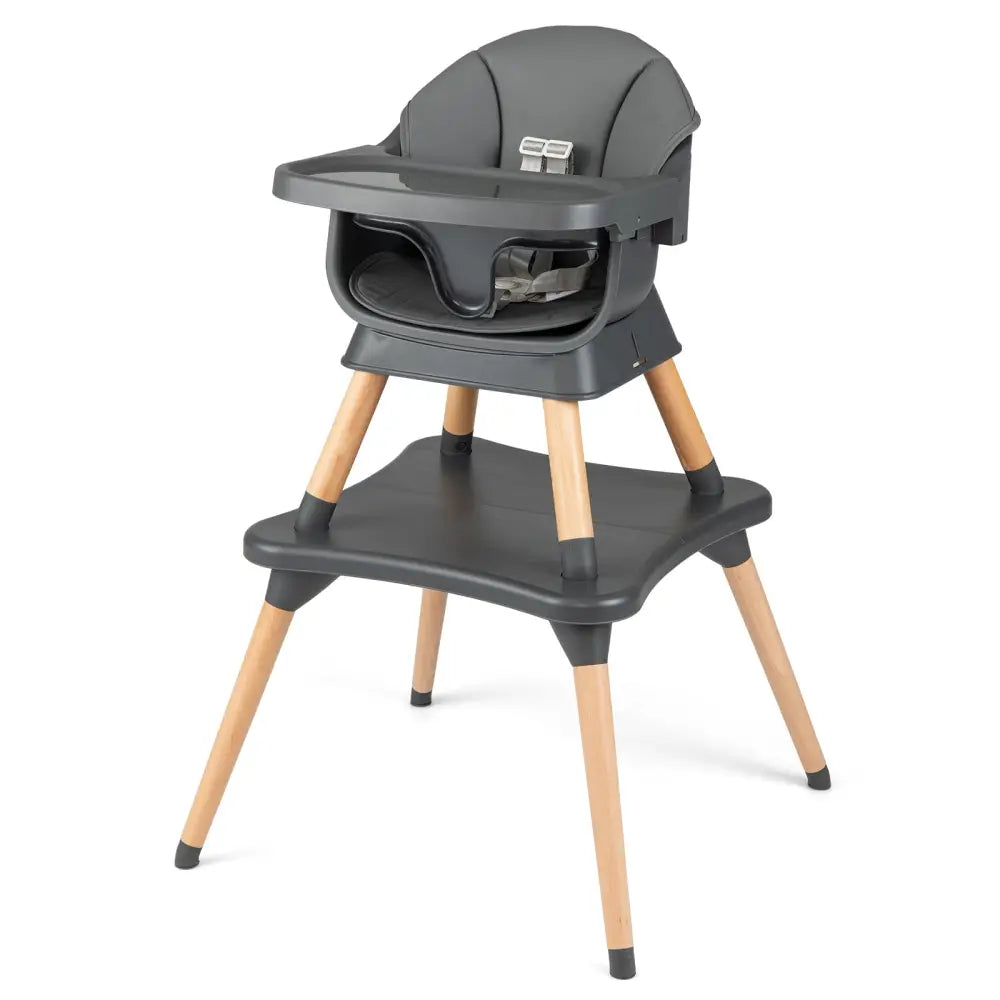 9-in-1 Convertible High Chair with Solid Wood Legs for Babies and Toddlers-Gray - Gray - High Chairs
