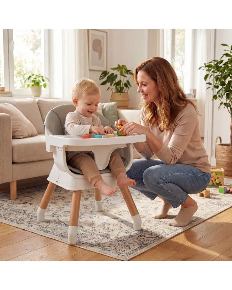 9-in-1 Convertible High Chair with Solid Wood Legs for Babies and Toddlers-White - White - High Chairs