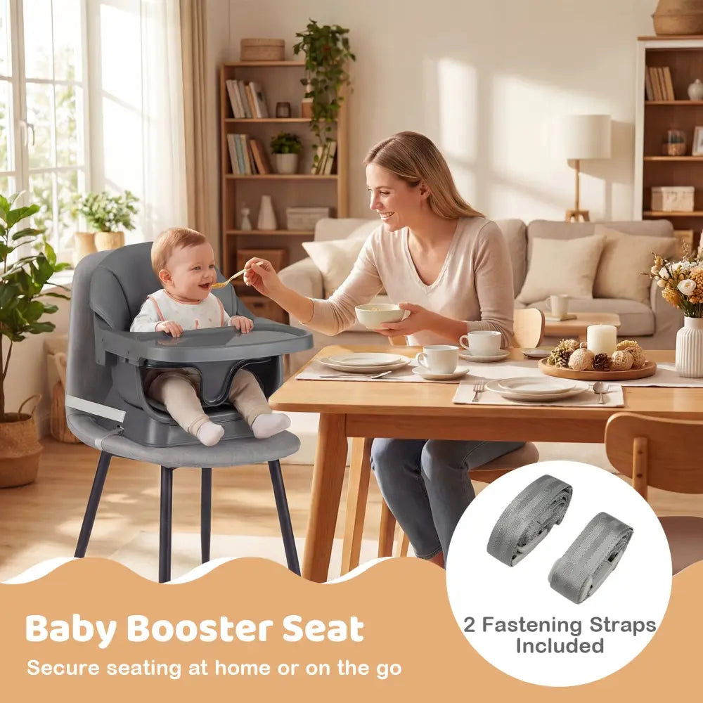 9-in-1 Convertible High Chair with Solid Wood Legs for Babies and Toddlers-Gray - Gray - High Chairs