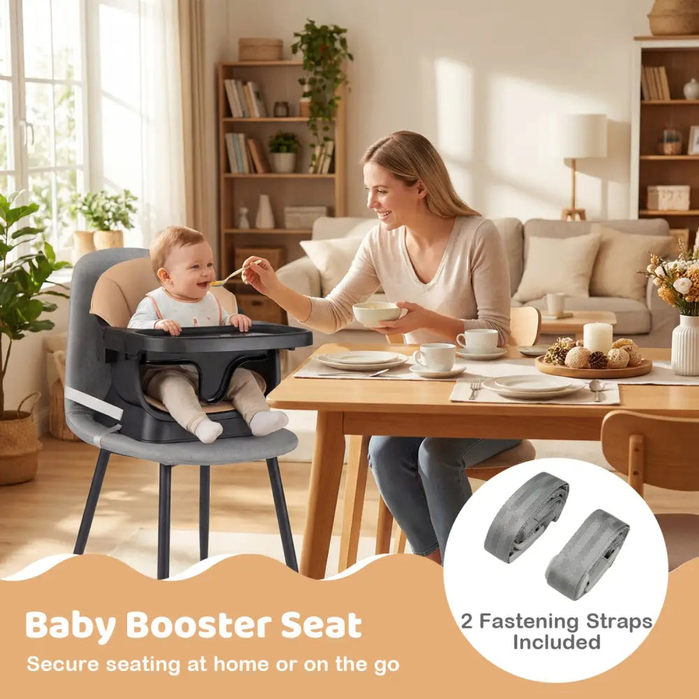 9-in-1 Convertible High Chair with Solid Wood Legs for Babies and Toddlers-Black - Black - High Chairs