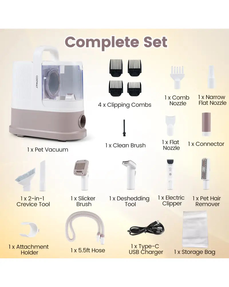 9-in-1 Dog Grooming Vacuum Kit for Shedding with 3 Suction Modes and Clippers for Dogs and Cats Home Cleaning - Vacuums