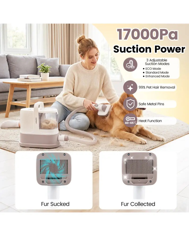9-in-1 Dog Grooming Vacuum Kit for Shedding with 3 Suction Modes and Clippers for Dogs and Cats Home Cleaning - Vacuums