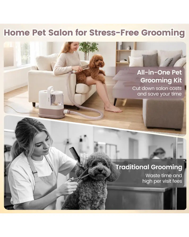 9-in-1 Dog Grooming Vacuum Kit for Shedding with 3 Suction Modes and Clippers for Dogs and Cats Home Cleaning - Vacuums