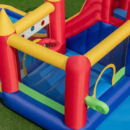9-in-1 Inflatable Bounce Castle with Water Slide and Splash Pool without Blower - Multicolor - Inflatable Water Slides