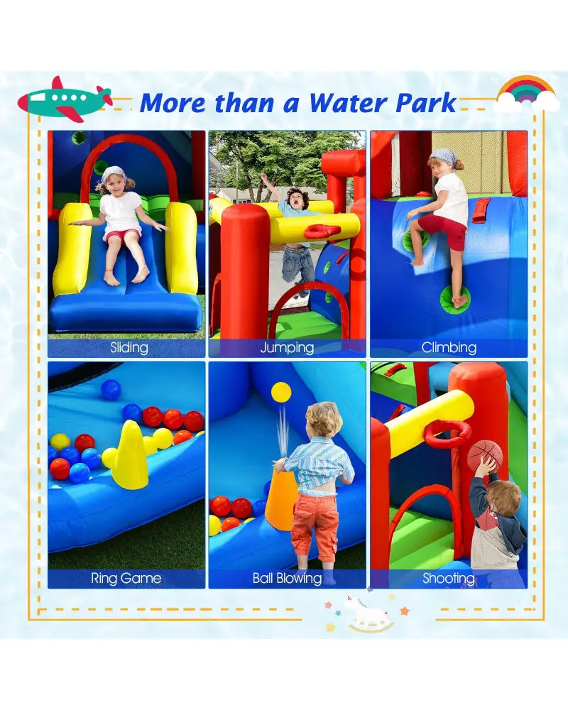 9-in-1 Inflatable Kids Water Slide Bounce House with 860W Blower - Inflatable Water Slides